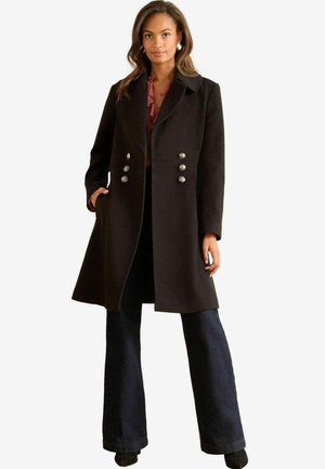 REGULAR FIT - MILITARY BUTTON - Klasický kabát - black