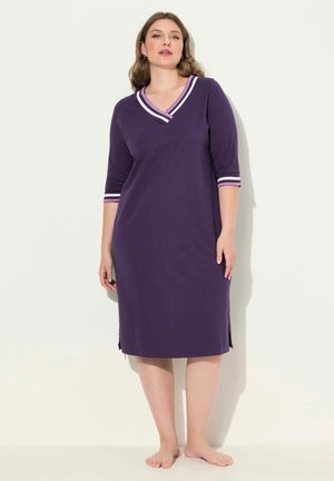 Ulla Popken SPORTY STRIPE TRIM V-NECK  - Camicia da notte - aubergine
