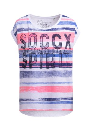 Soccx, SOCCX SHIRT MIT LOGO- UND STREIFENPRINT - Print T-shirt - neon pink