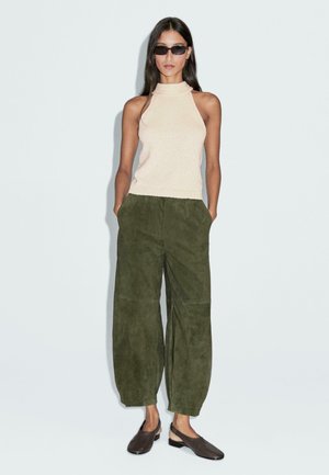 TEXTURED HALTERNECK  - Top - beige