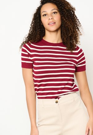 STRIPED  WITH SHORT SLEEVES - T-Shirt print - bordeau wine