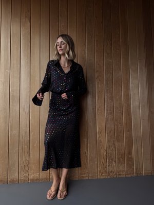 Never Fully Dressed RAINBOW SPOT DRESS - Košilové šaty - black