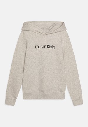 Calvin Klein Jeans LOGO HOODIE UNISEX - Sweat à capuche - ivory grey heather