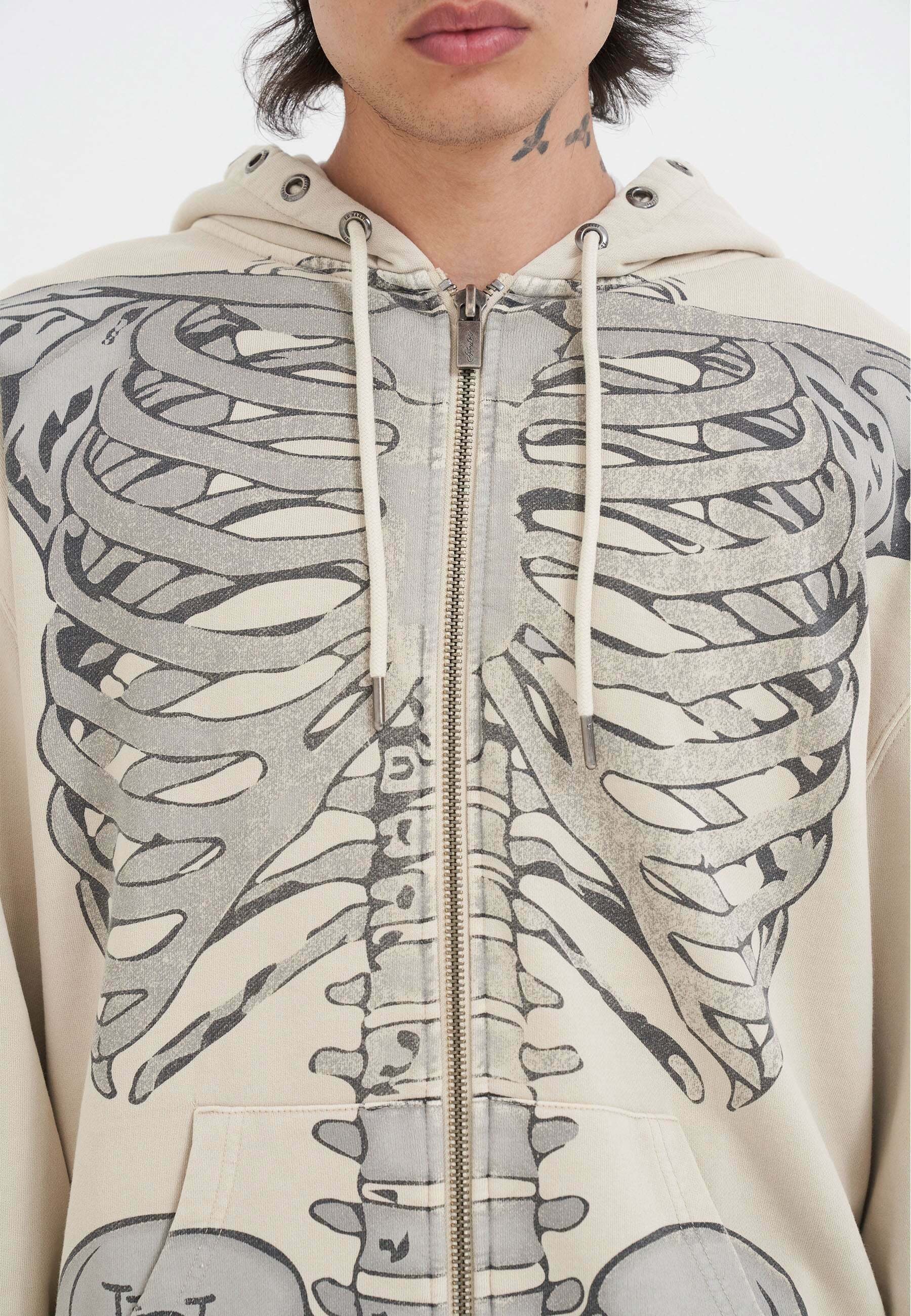 Ed Hardy SKELETON IN ACID ZIP THRU - Hoodie - ecru/beige - Zalando