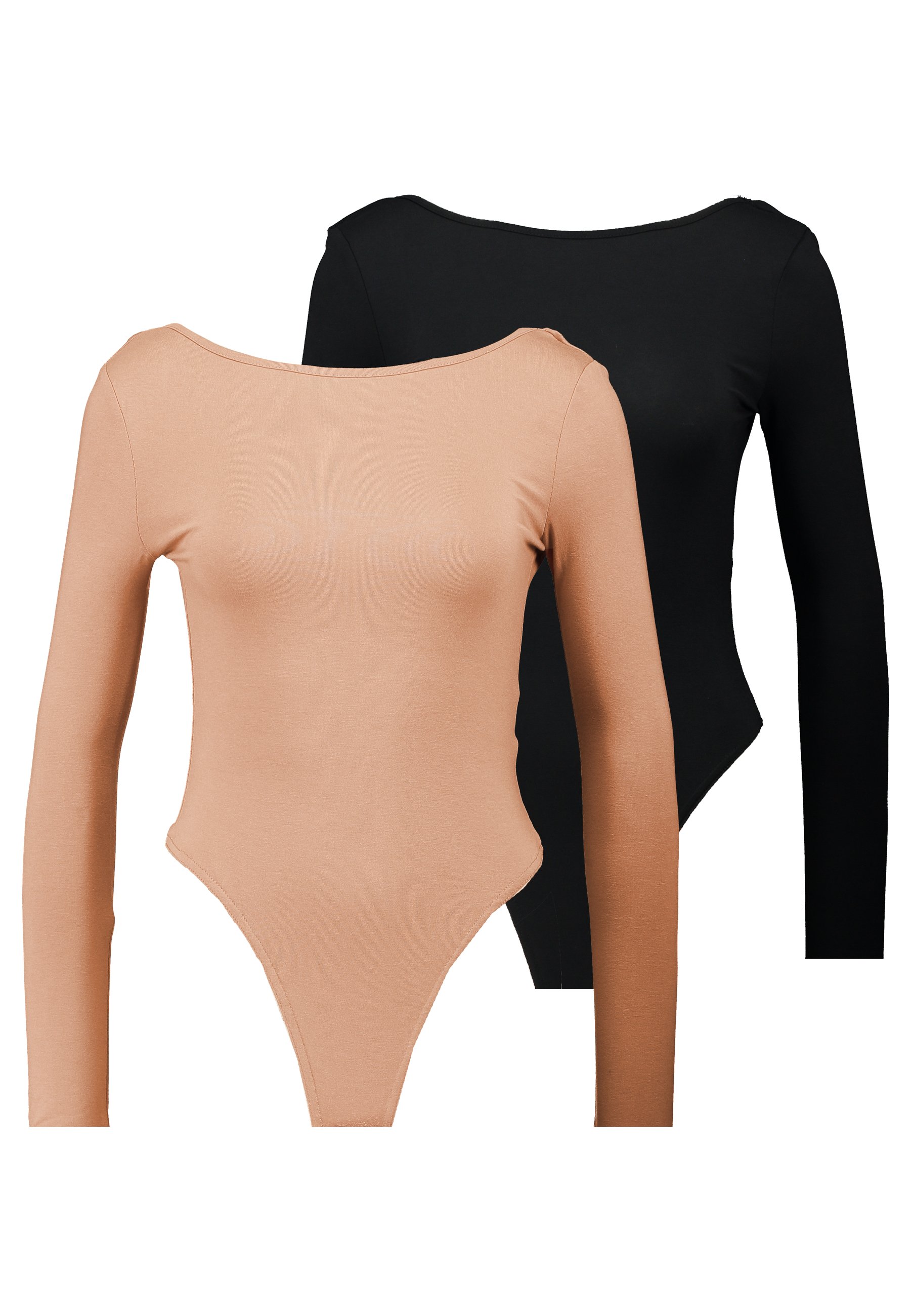 Missguided LONG SLEEVE LOW BACK 2 PACK Topper langermet Missguided Low Back Bodysuit 2 Pack