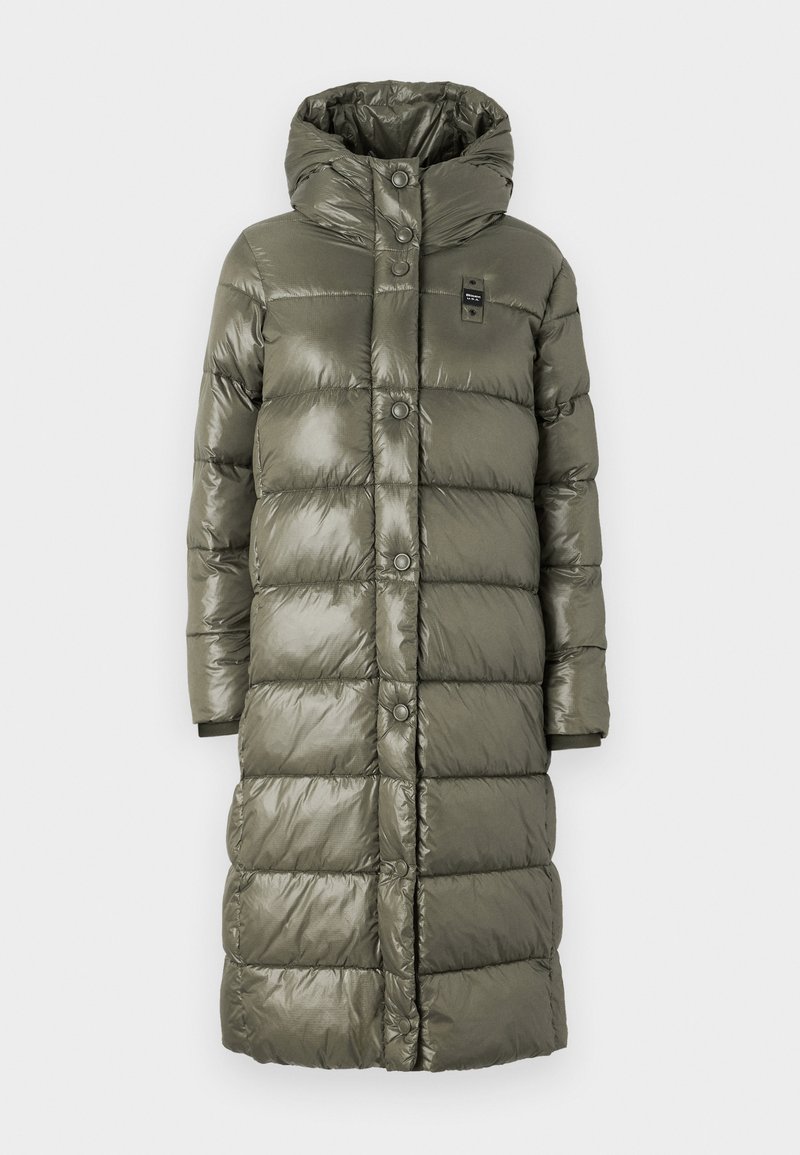 Blauer Wintermantel kaki