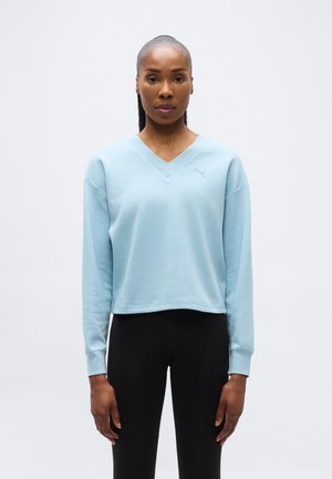 ELEVATED COMFORT V NECK CREW - Mikina - seafoam