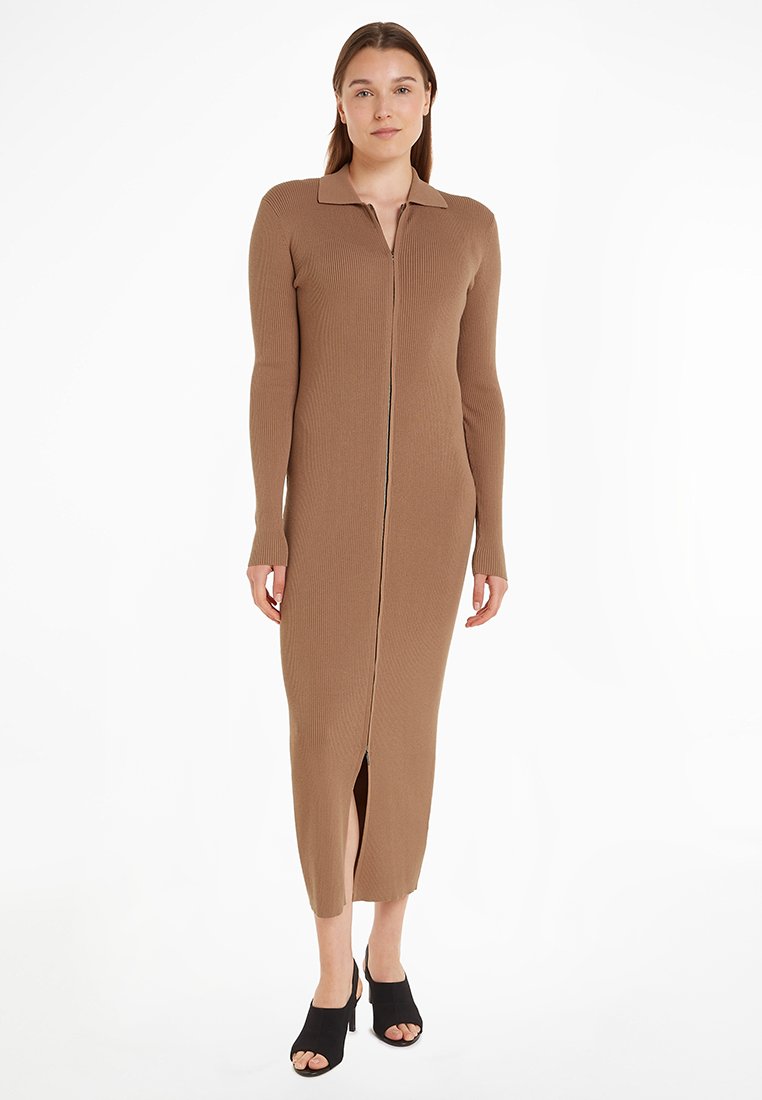 Calvin Klein Gebreide jurk bruin Calvin Klein Gebreide jurk bruin