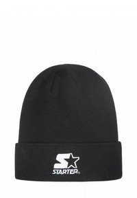 Berretto nero in maglia con risvolto e logo bianco "Starter" con emblema a stella sul davanti.