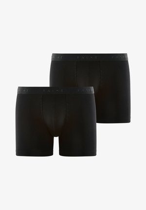 Zwarte boxershorts voor mannen, gemaakt van zachte stof. Voorzien van een elastische tailleband met het "FALKE"-logo, wat zorgt voor een comfortabele pasvorm en een gladde textuur.