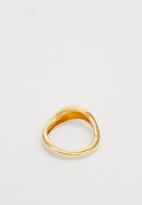 Anillo de oro con un diseño suave y redondeado, con una banda ligeramente curva y un acabado pulido, creando una textura uniforme.