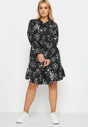 FLORAL SMOCK - Vestido camisero - black