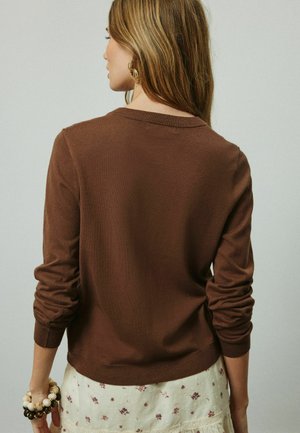 Next, PETITE FIT - SOFT TOUCH COTTON RICH CREW NECK CARDIGAN - Cardigan - chocolate brown