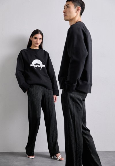 MARINE SERRE MOON SUN DRAWSTRING TROUSERS UNISEX - Auduma bikses - black