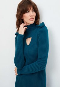 Cesare Gaspari HIGH NECK LONG SLEEVE - Pouzdrové šaty - teal