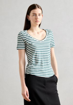 SHORT SLEEVE V NECK  STRIPED - T-shirt imprimé - summer pine