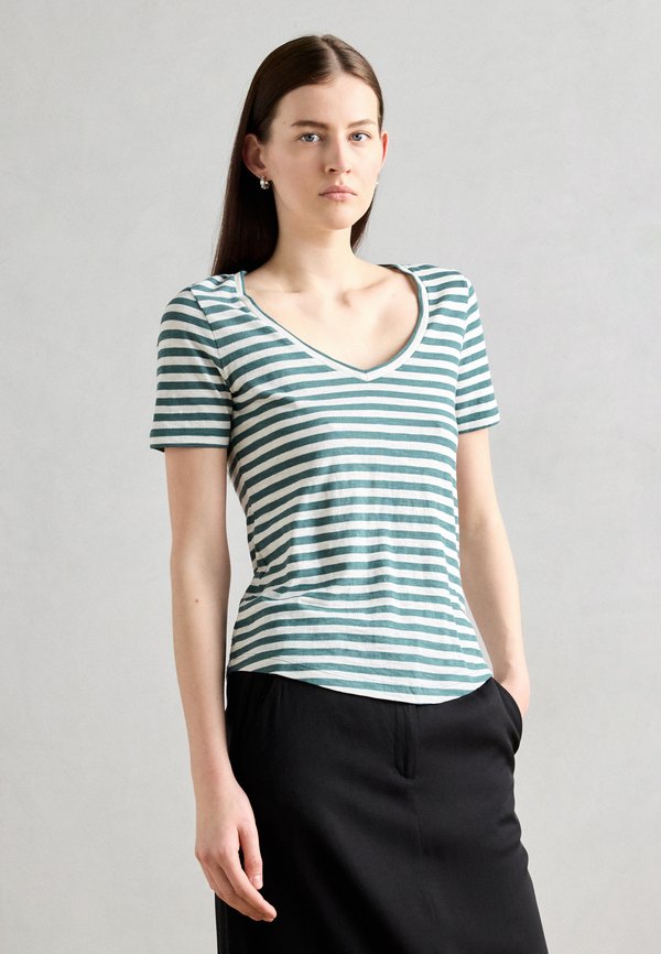 SHORT SLEEVE V NECK  STRIPED - Print T-shirt - summer pine