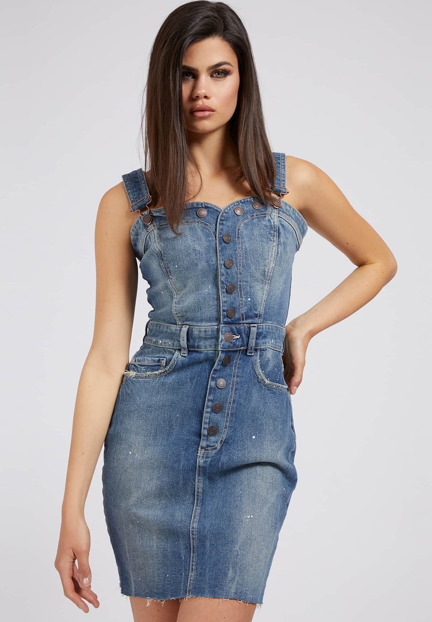 Guess Jeanskleid Blau Zalando De 