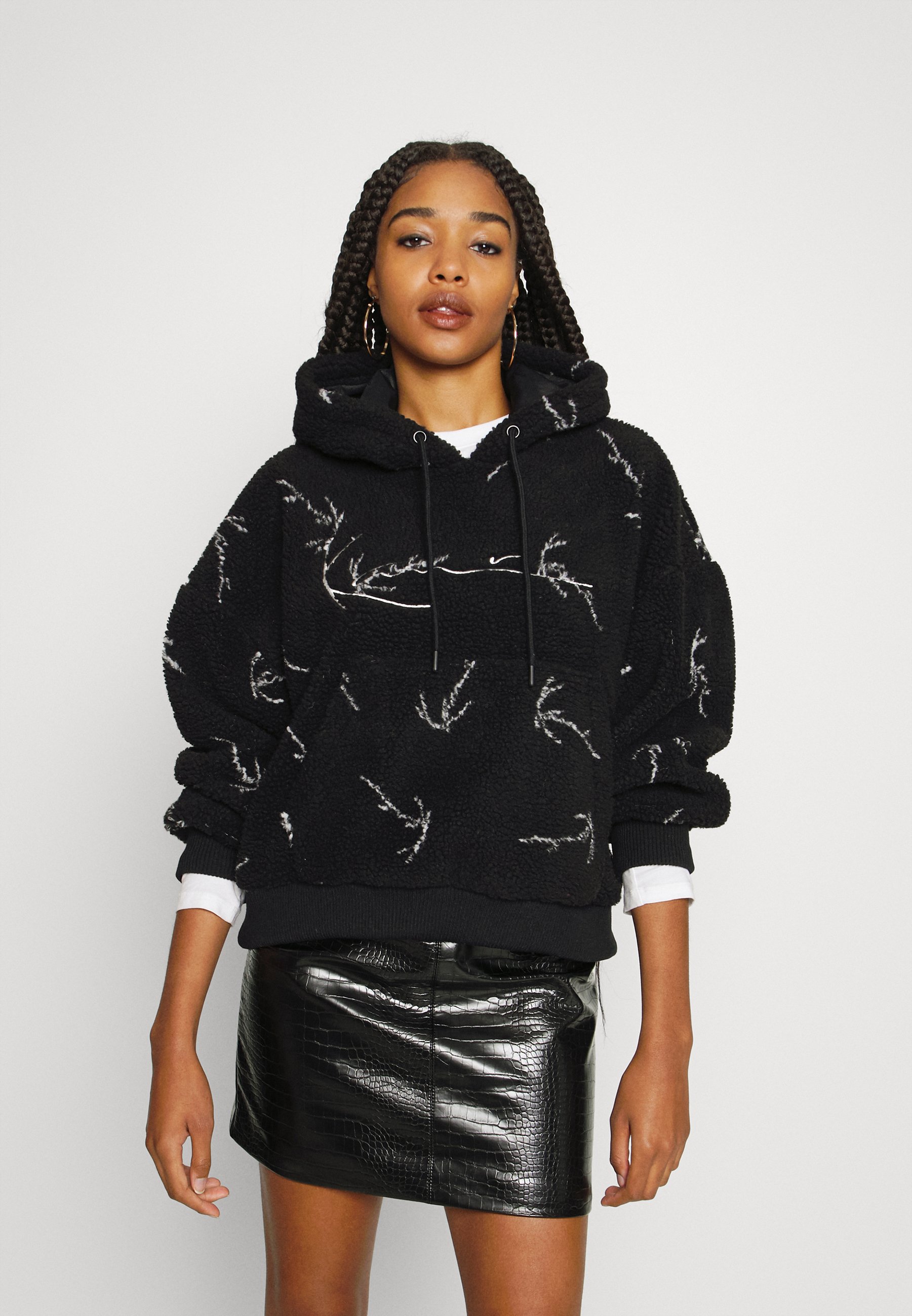 Pull à Capuche Karl Kani Femme – Noir, Logo Imprimé, Streetwear, Coton, Taille L/XL