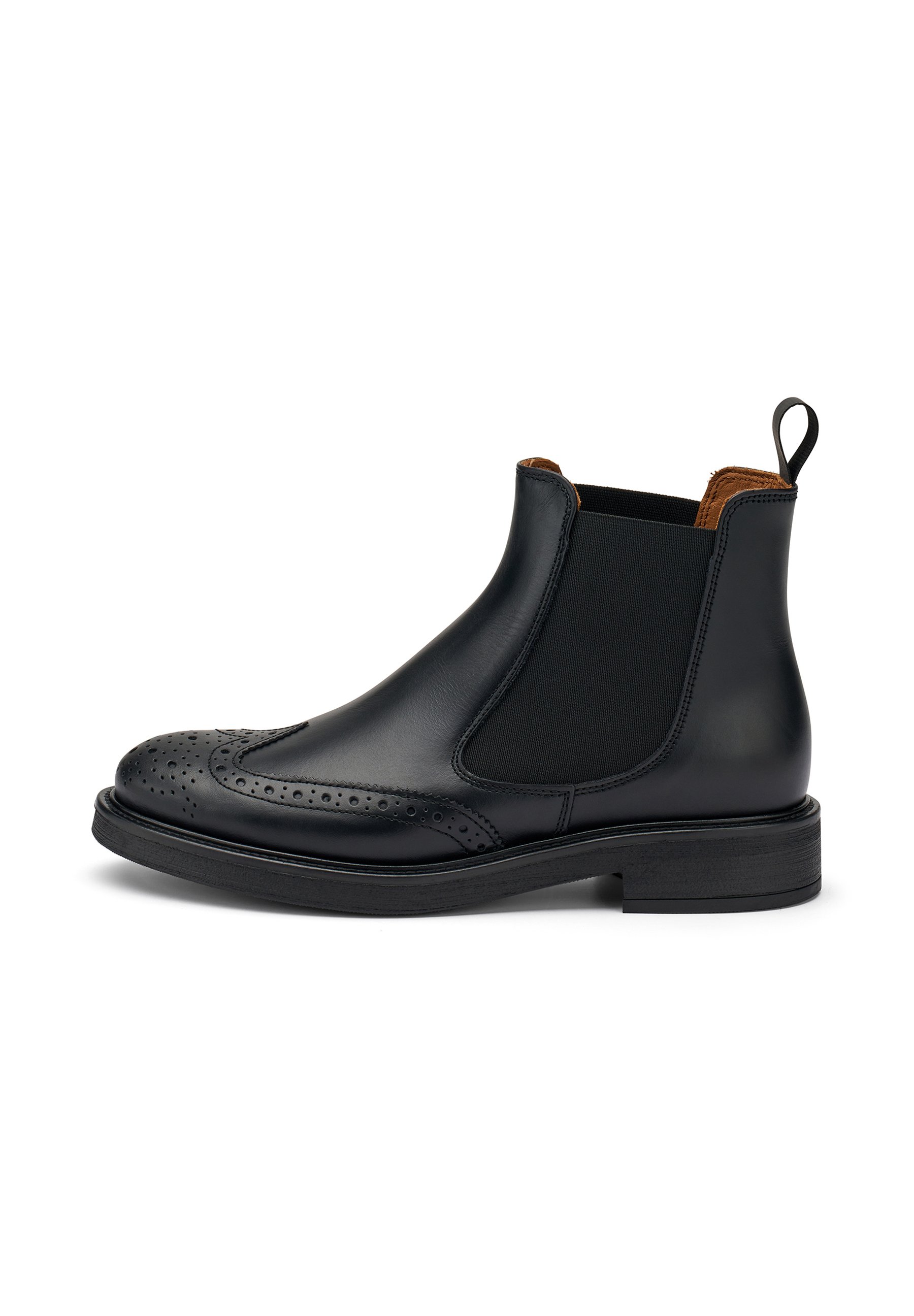 Frau, Stivaletti Casual Donna in Morbida Pelle Nera, con Elastico Bilaterale e Pull Up sul Retro, Suola Antiscivolo in Gomma di 3 cm, Profilo Arricchito con Intagli Decorativi, 36, Made in Italy