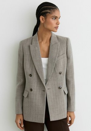 REGULAR FIT - EMBER HERRINGBONE DOUBLE-BREASTED - Cappotto corto - grey
