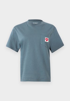 Carhartt WIP POCKET HEART - Základné tričko - cozy blue/red