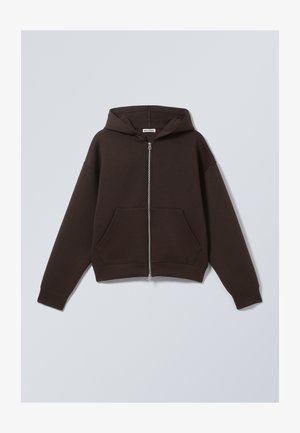 Weekday SIMON SCUBA ZIP - Hoodie - brown dark