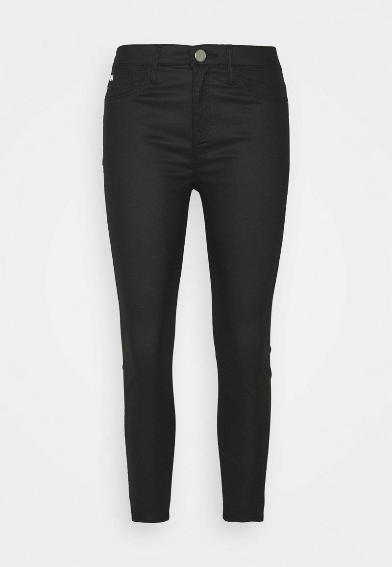 Musta farkut slim fit -mallilla, valmistettu venyvästä denimistä. Varustettu edessä olevan napin sulkemisella, vyölenkeillä ja viidellä taskulla.