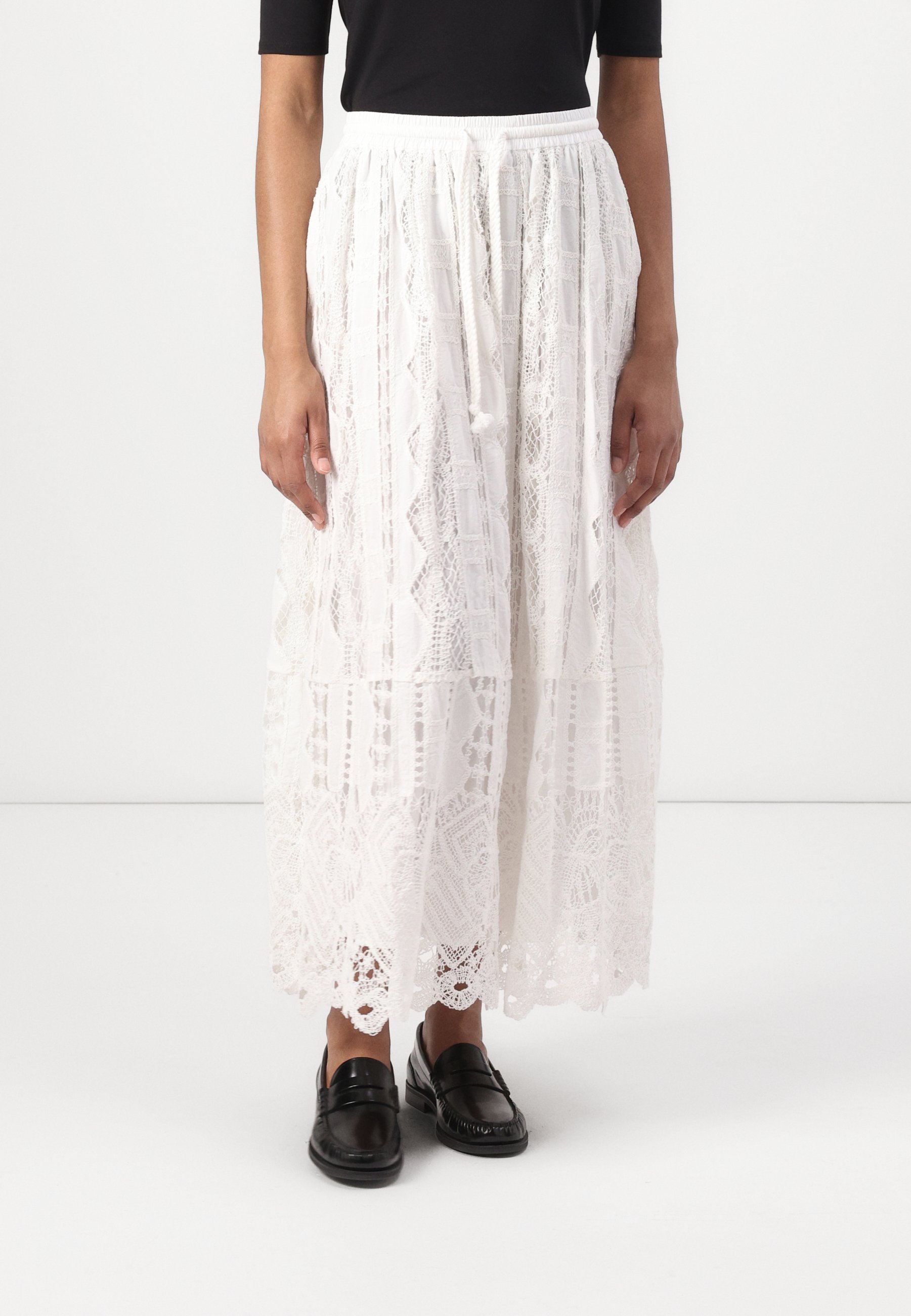 Pinko LEGGERO GONNA CON MACRAME - Maxi skirt - white
