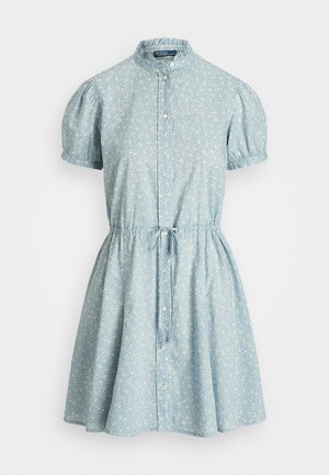 Polo Ralph Lauren FLORAL COTTON DRAWSTRING DRESS - Blusenkleid - light blue