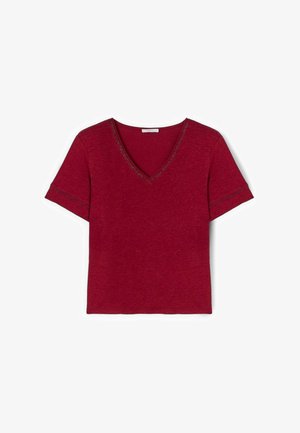 Motivi, T-SHIRT CON PROFILI COLOR ORO - Tricou cu imprimeu - rosso