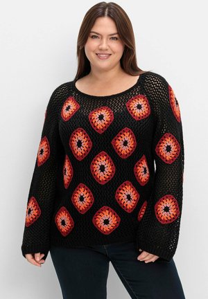 Sheego, Jumper - schwarz gemustert