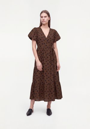New Look, SPOT PRINT WRAP MIDI - Vestido informal - brown pattern