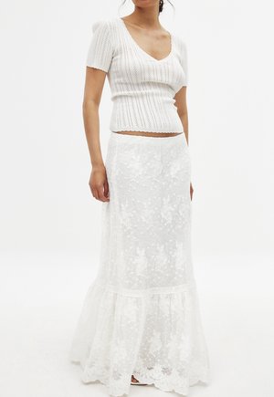 NA-KD FLOWY  - Maxi skirt - white
