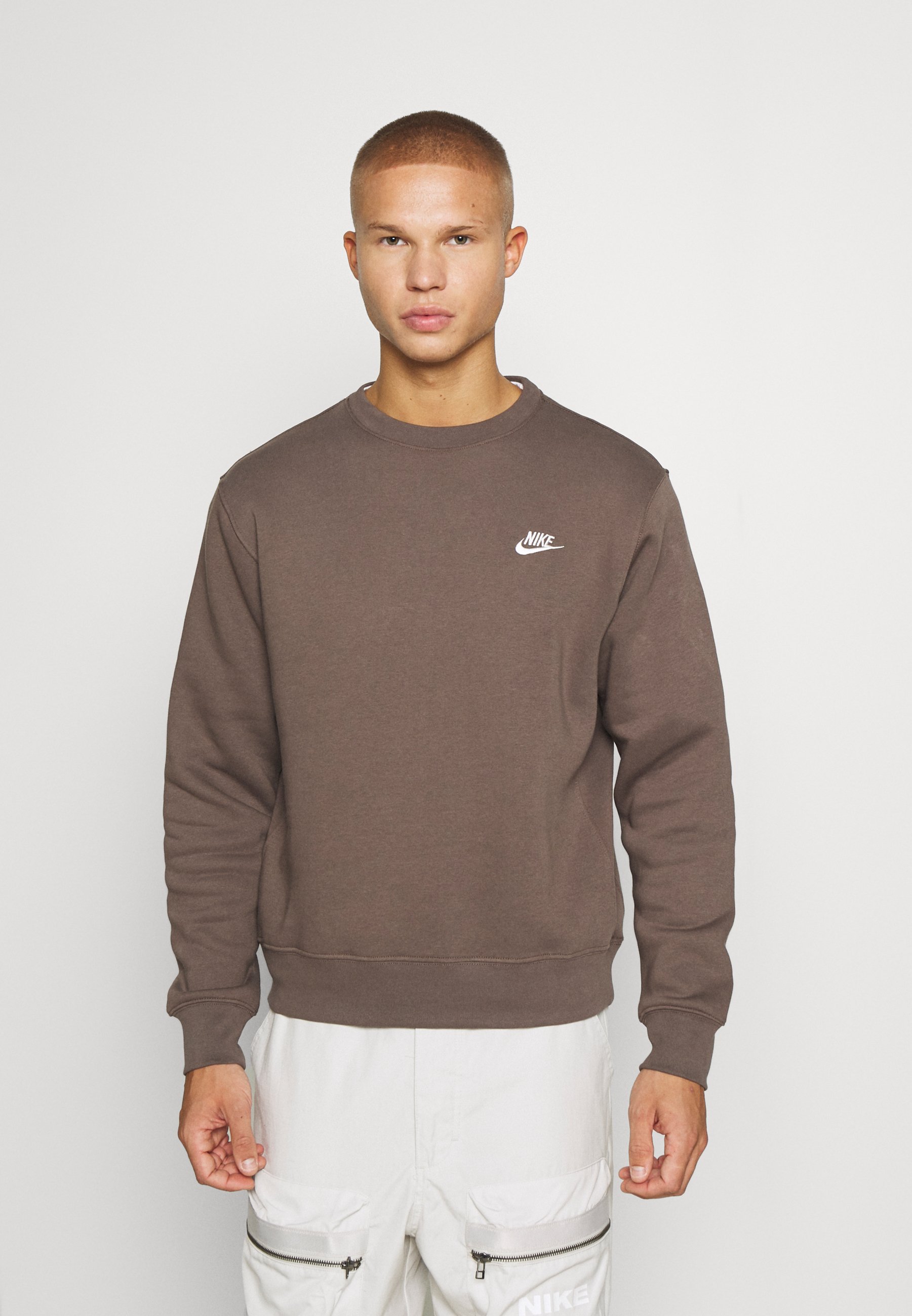 Nike club sweatshirt in ironstone brown Clearance