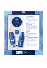 NIVEA WOHLFÜHL MOMENTE GESCHENKSET CREME + BODY MILK + PFLEGEDUSCHE + LABELLO - Shower gel
