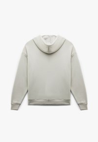 Lichte grijze hoodie met een trekkoord, aangepaste manchetten en een cropped zoom. Gemaakt van zacht, gestructureerd materiaal met een gladde binnenkant.