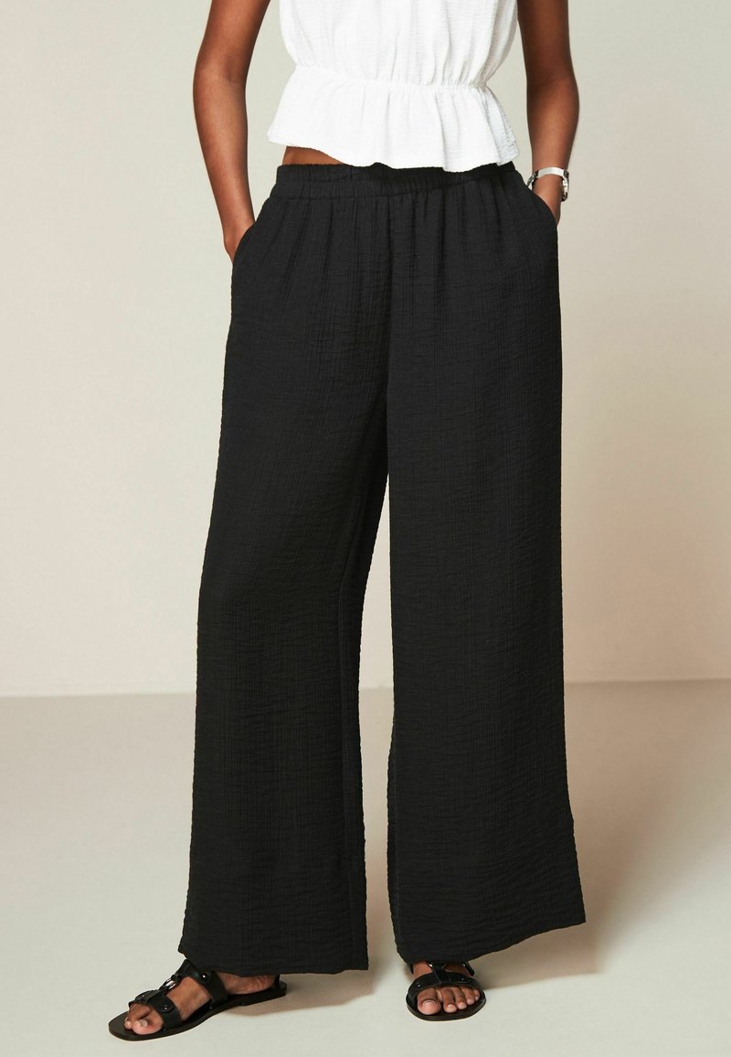 Next TEXTURED WIDE LEG   - Nadrágok - black