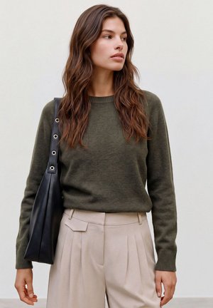 Vero Moda, VMDOFFY LS O-NECK BLOUSE GA NOOS - Pullover - forest night detail/black melange