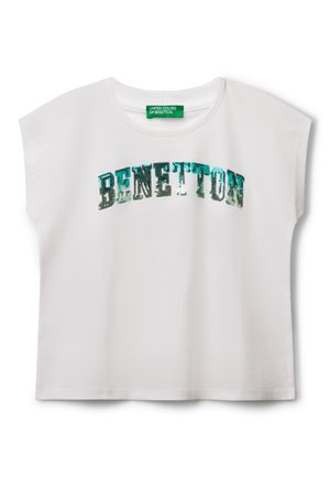 WITH DROPPED SLEEVES - Print T-shirt - white