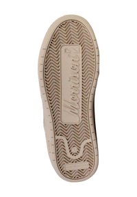 Suola in gomma color beige chiaro con motivo a spina di pesce, caratterizzata dal marchio "Morrison" e bordi lisci. Design robusto per una buona aderenza.
