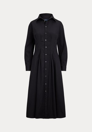 PLEATED COTTON SHIRTDRESS - Košilové šaty - polo black