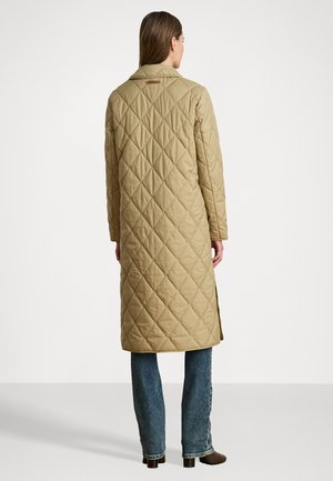 LOGO QUILTED LONG COAT - Down coat - beige