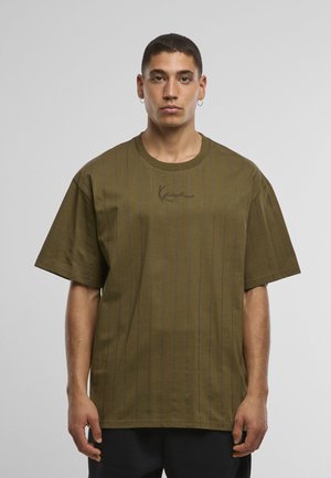 SMALL SIGNATURE ESSENTIAL PINSTRIPE TEE - Nyomott mintás póló - olive dark olive