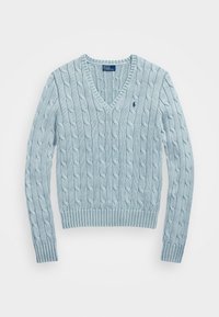 CABLE-KNIT COTTON V-NECK SWEATER - Strikkegenser - light chambray