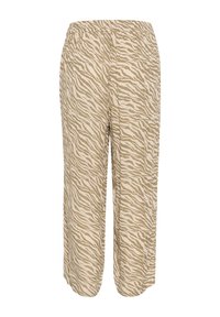 Pantalons larges avec des rayures abstraites de zèbre beiges et blanches et une taille élastique.