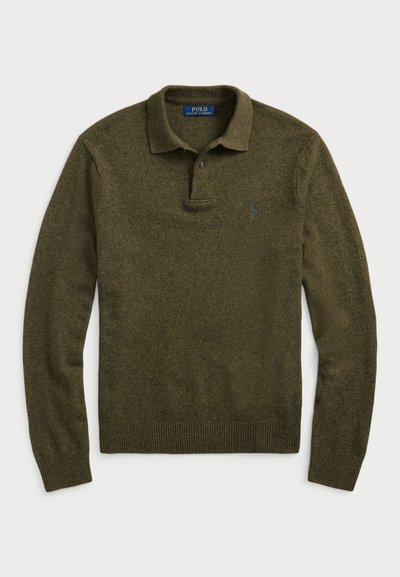 Polo Ralph Lauren WOOL-COTTON POLO-COLLAR SWEATER - Camisola - cargo olive heather