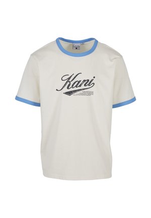Karl Kani, CURSIVE VARSITY REGULAR RINGER T-SHIRT - T-shirt imprimé - offwhite/blue
