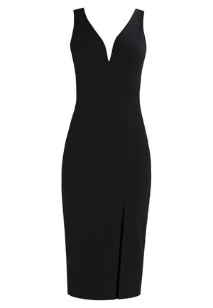 V NECK MIDI - Vestito di maglina - black