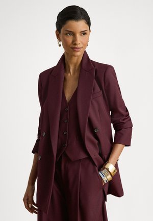 DOUBLE-BREASTED WOOL-BLEND TWILL BLAZER - Suknjič - dark garnet